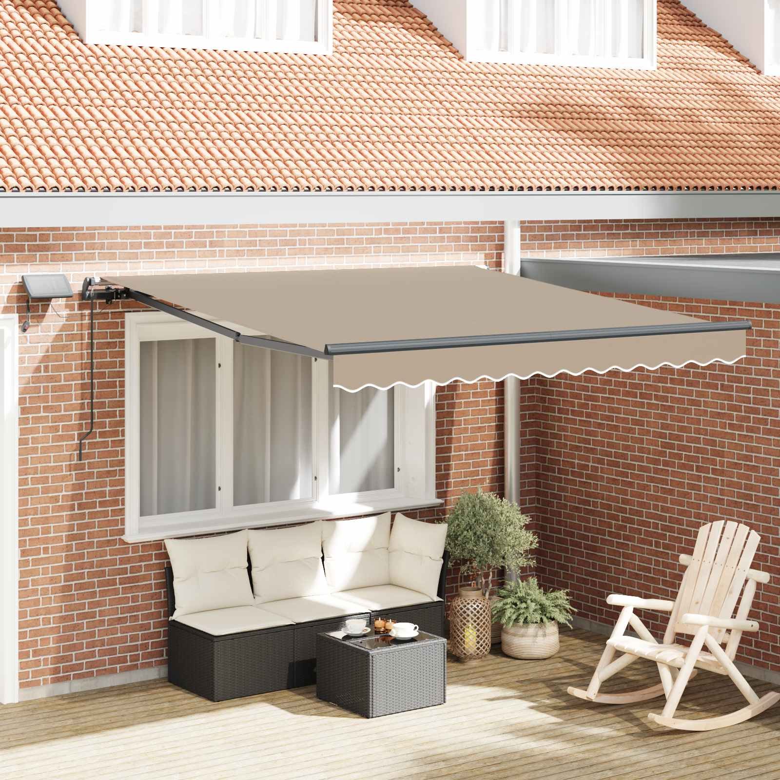Walplus Polyester Retractable Awning - Beige - 350 x 250 cm - Easy to Install
