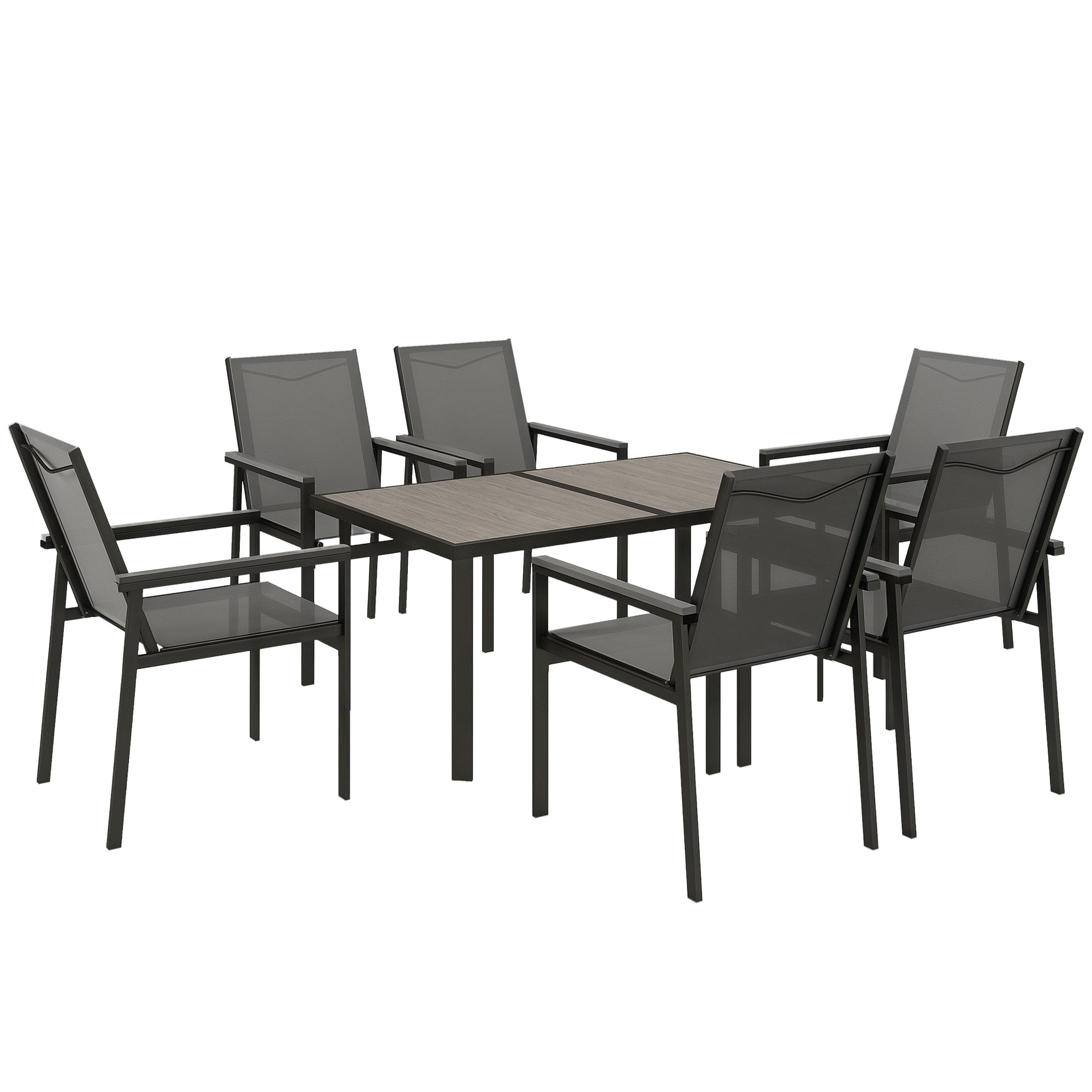 Outsunny 6 Seater Textilene Garden Dining Set - Grey