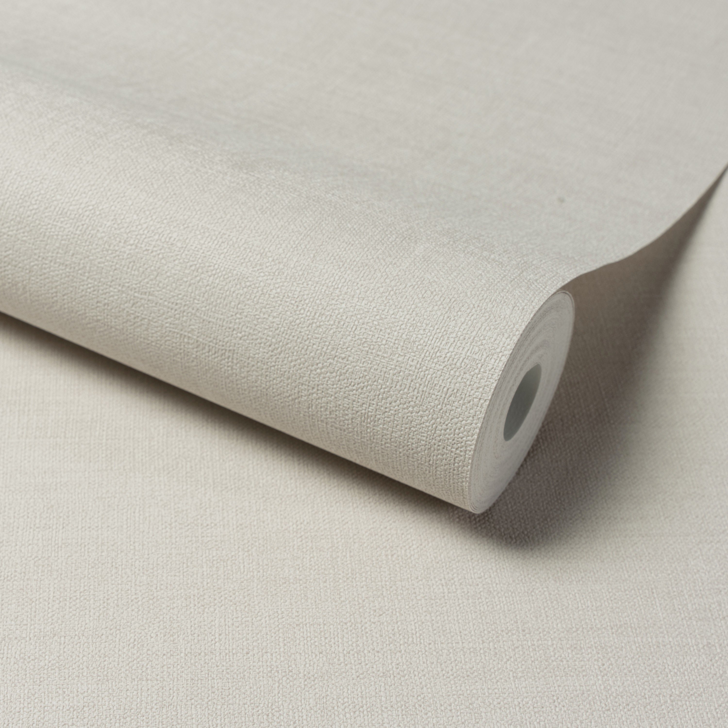 Grandeco Linen Effect Fabric Plain Textured Wallpaper - Taupe