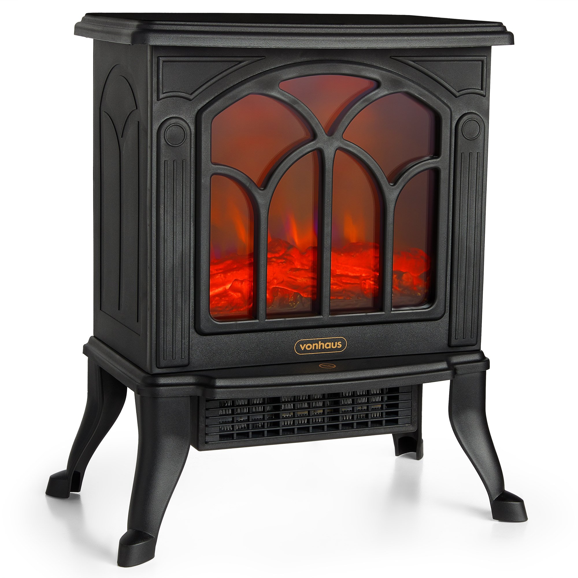 VonHaus 1500W LED Flame Electric Stove Heater - Log Burner Effect