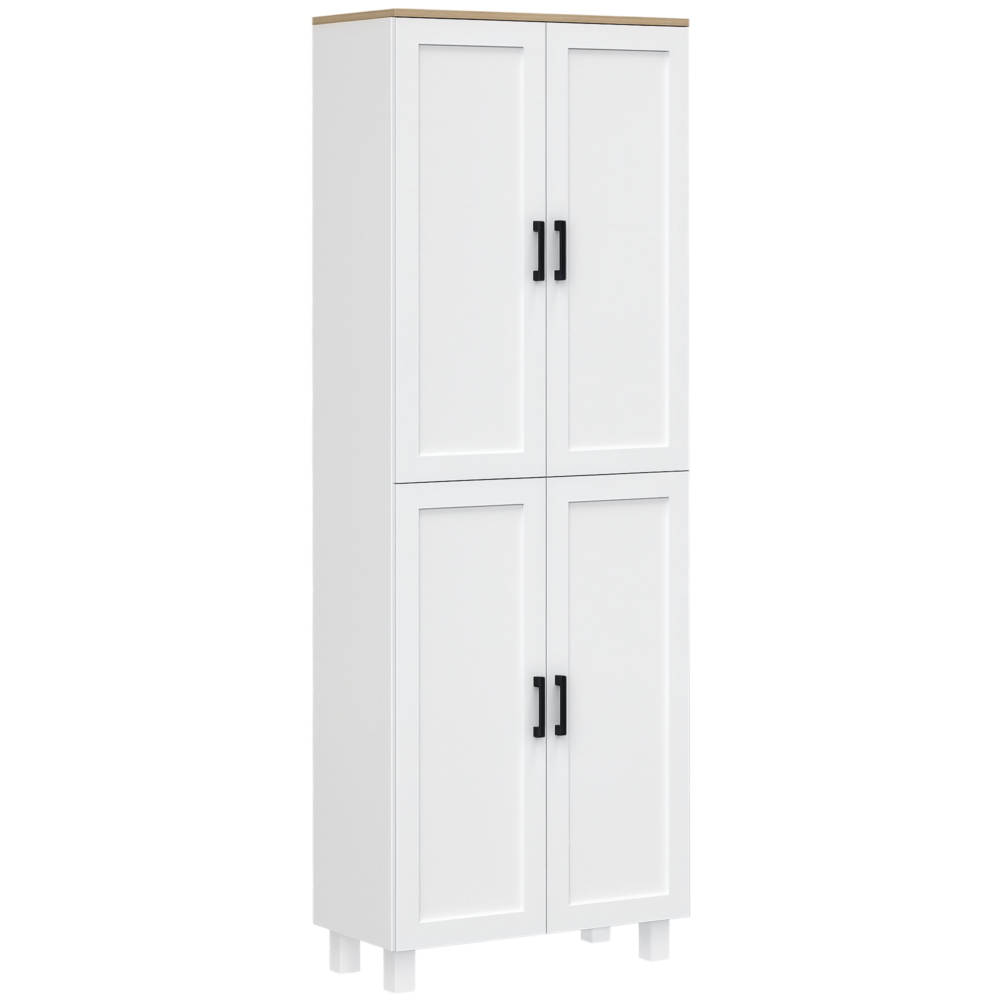 HOMCOM 4 Door Modern Adjustable Freestanding Kitchen Cupboard - White