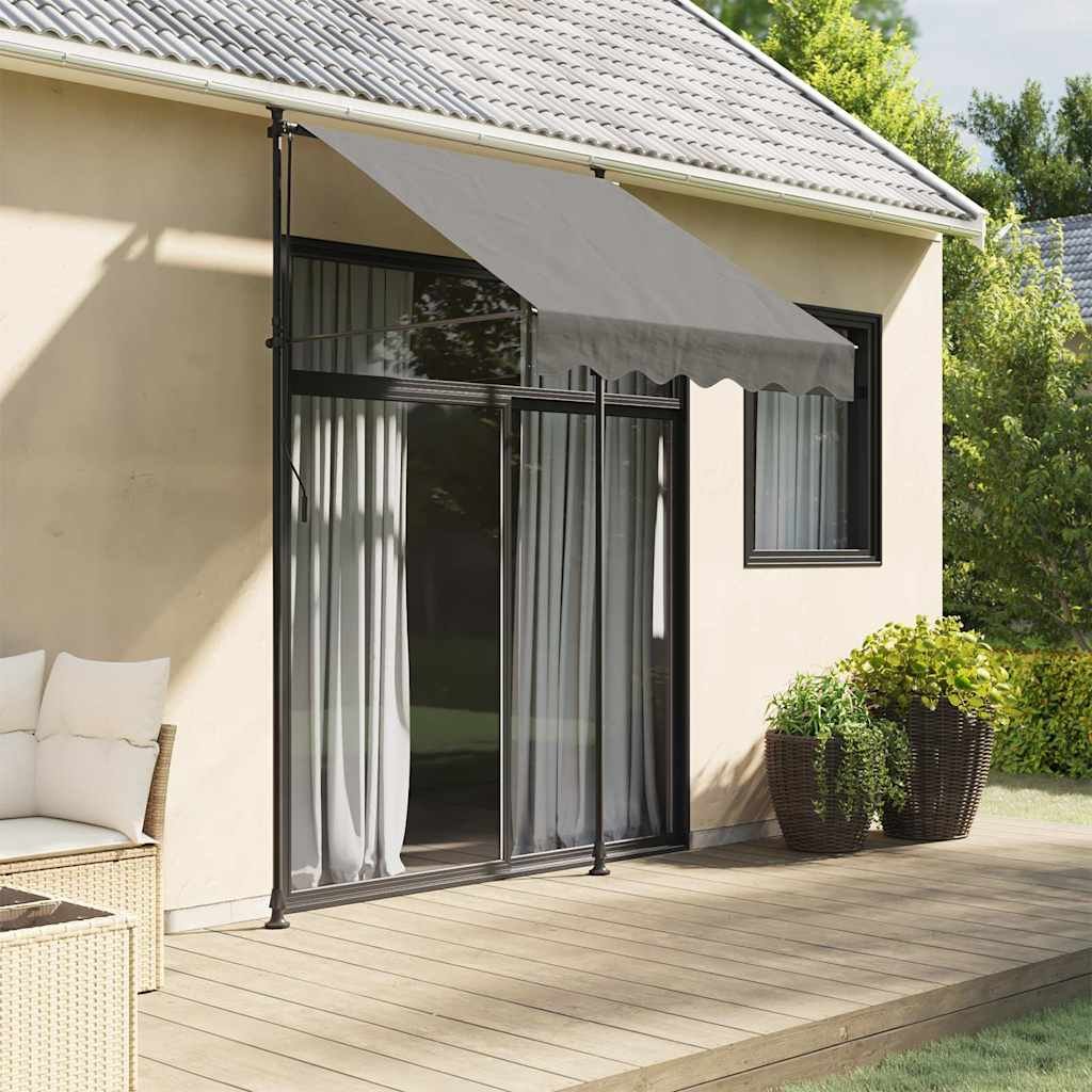 Walplus Polyester Retractable Awning - Anthracite - 150 x 150 cm