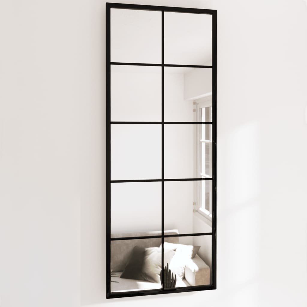 Walplus Pack of 2 Glass Wall Mirror - Black - 100 x 40 cm