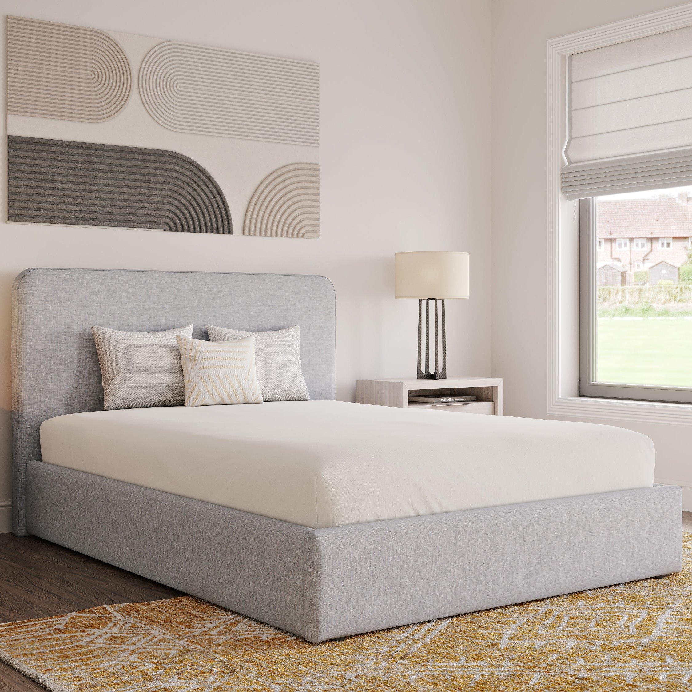 Snuggle Beds Holden Fabric Double Ottoman Bed Frame - Light Grey