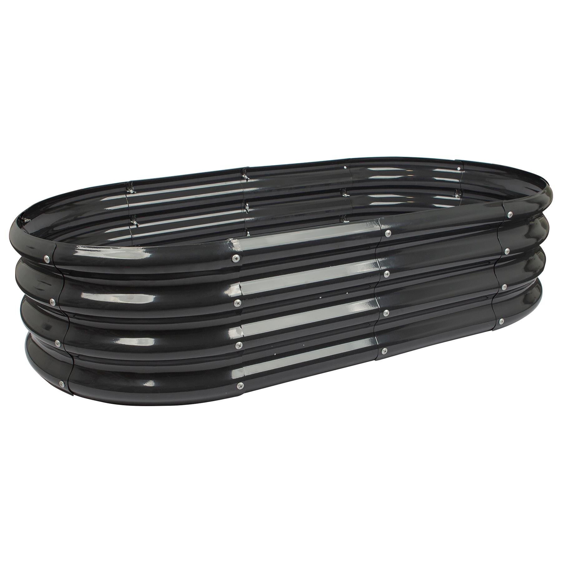 Harbour Housewares Rounded Steel Raised Garden Bed 120cm x 60cm - Anthracite