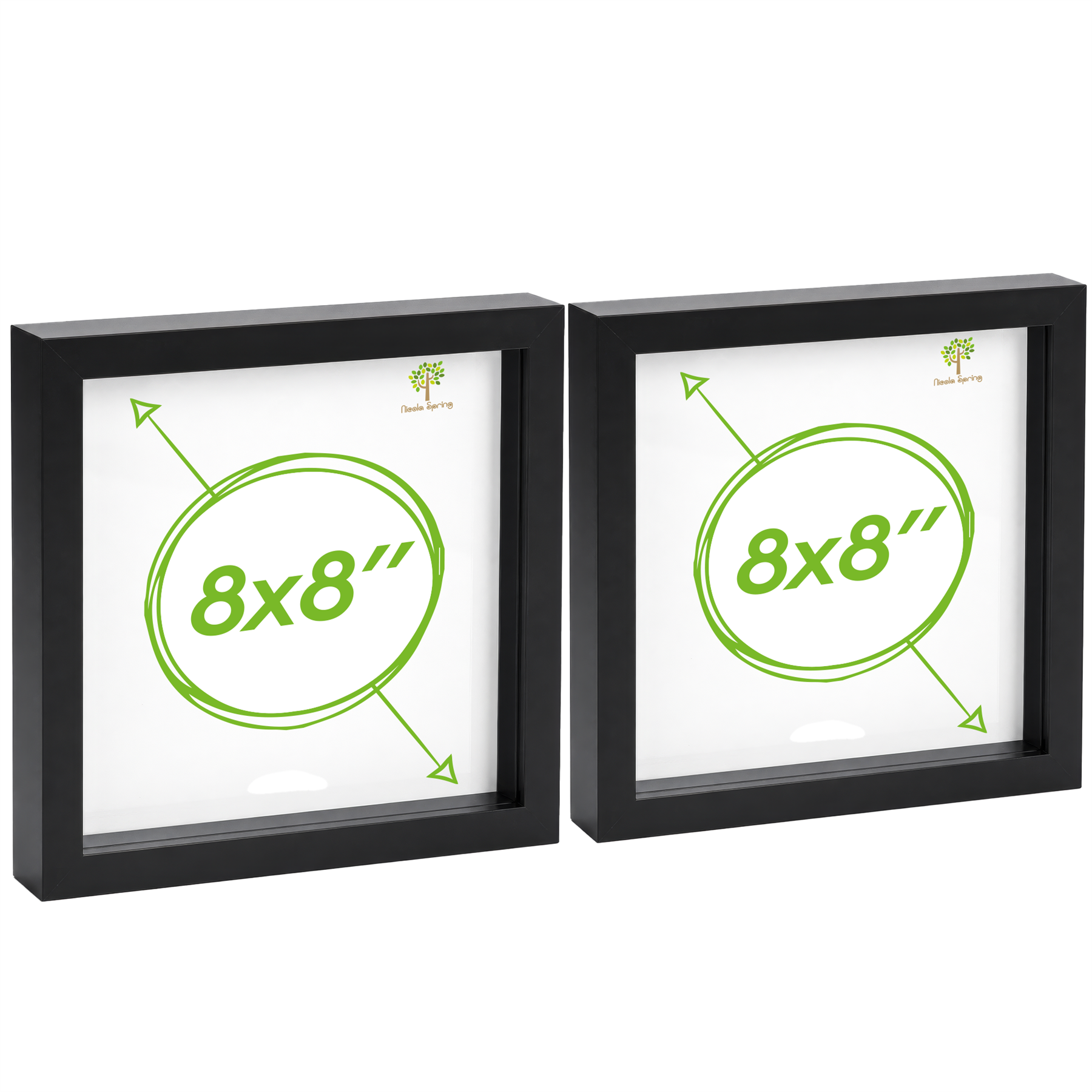 Nicola Spring 3D Box Photo Frames 8 x 8" Set of 2 - Black