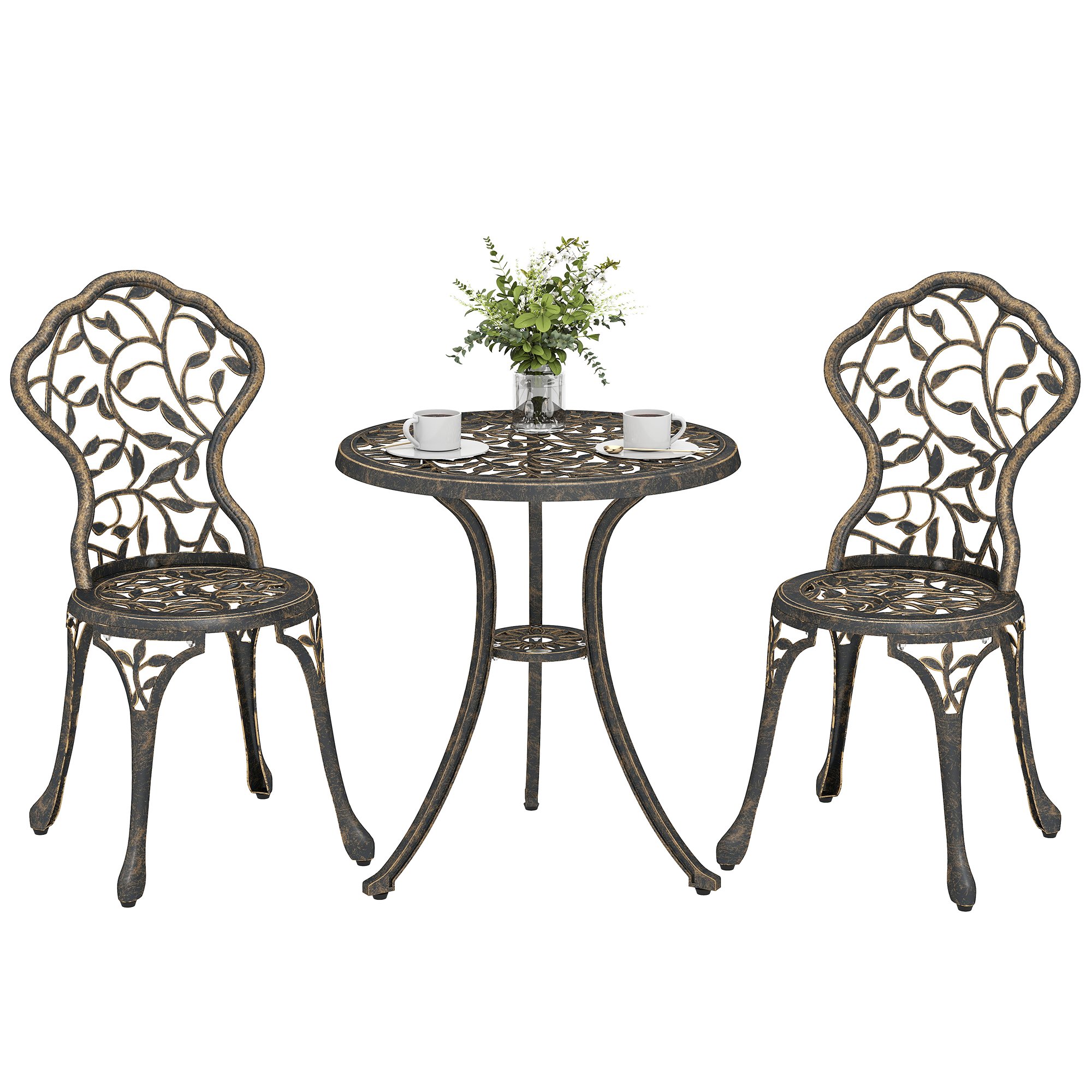 Outsunny Rattan Garden Bistro Set - Brown