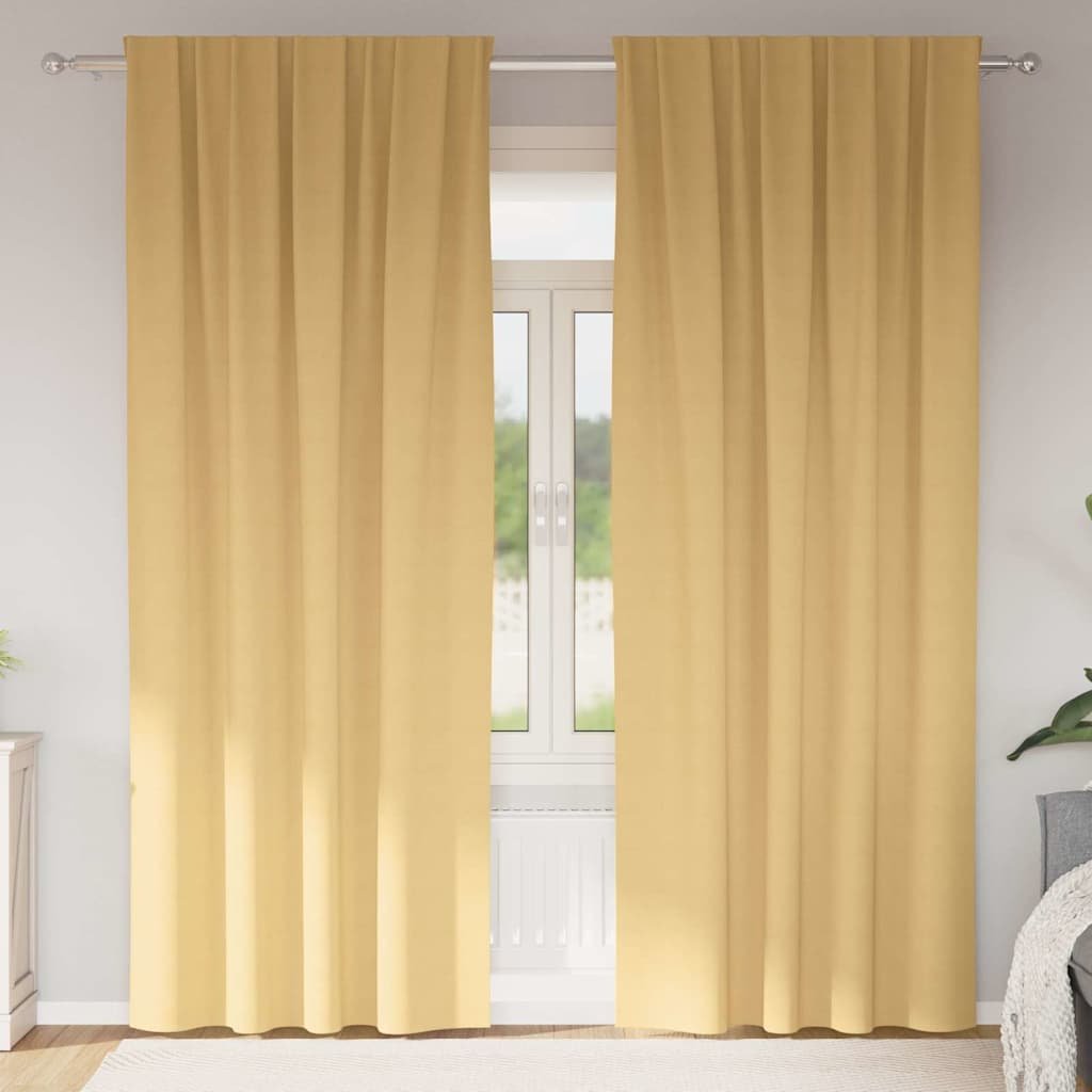 Walplus Set of 2 Ring Top Blackout Curtains - Beige - 245 x 140 cm
