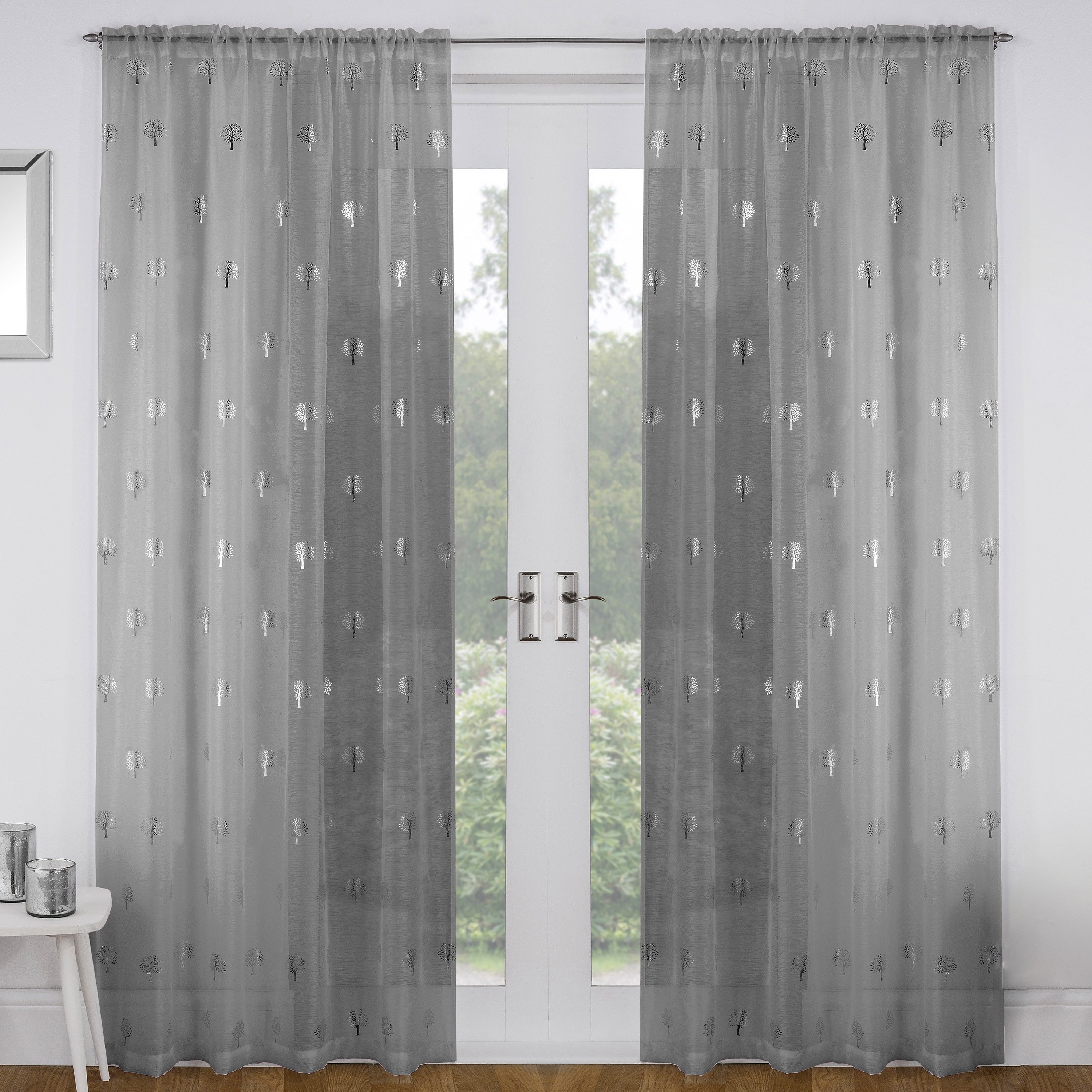 Tyrone Textiles Birch Rod Pocket Voile Panels - 140 x 229cm - Grey