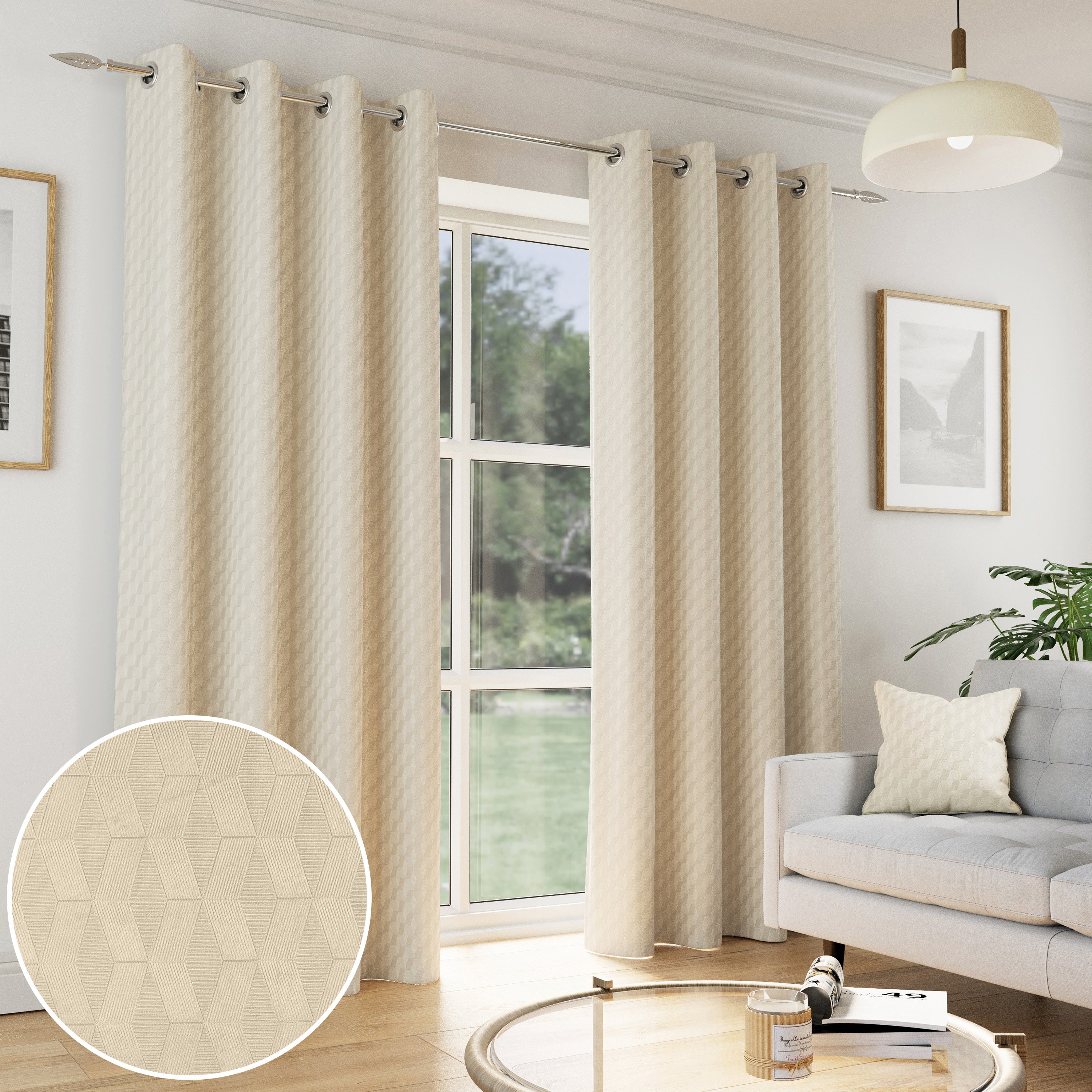 Enhanced Living Verona Thermal Eyelet Curtains - 168 x 229cm - Cream