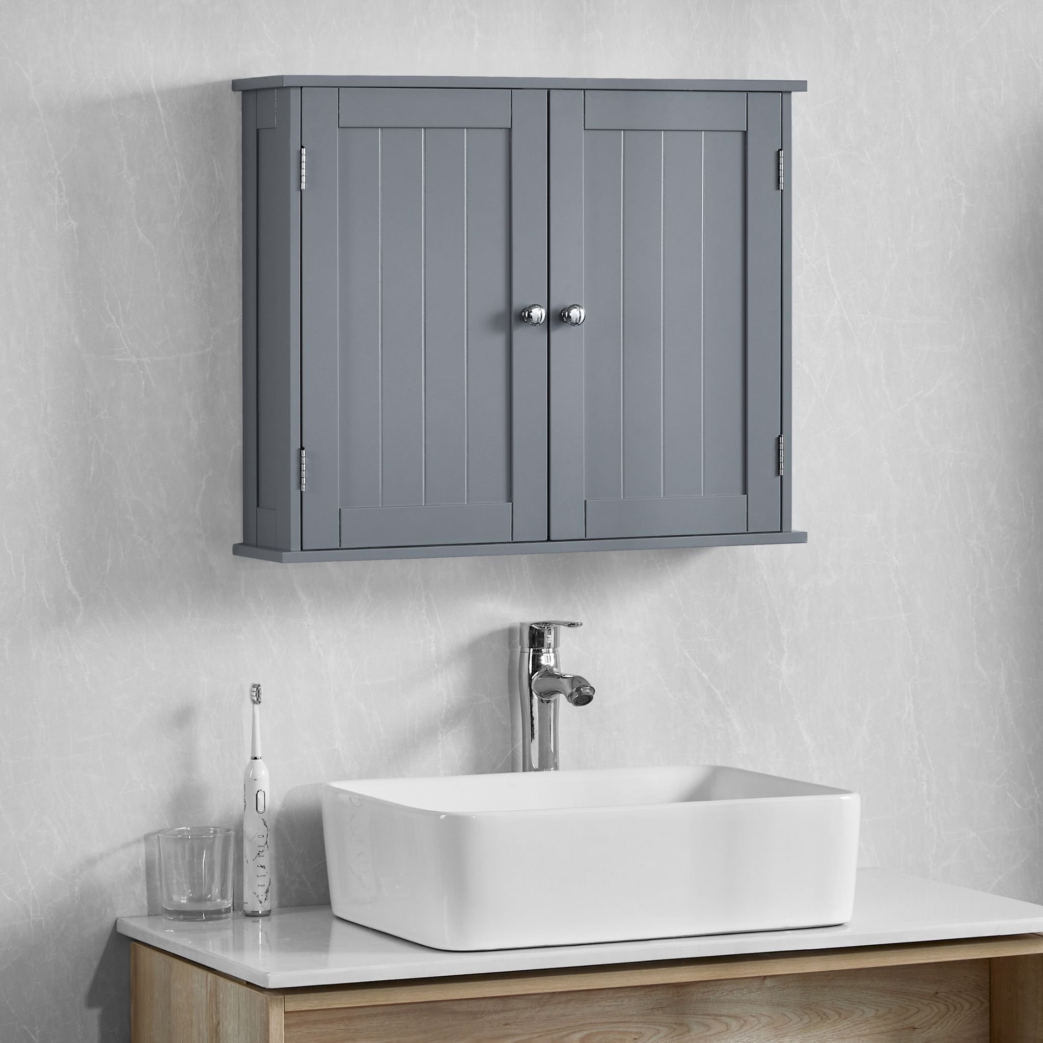 Bath Vida Priano 2 Door Wall Cabinet - Grey