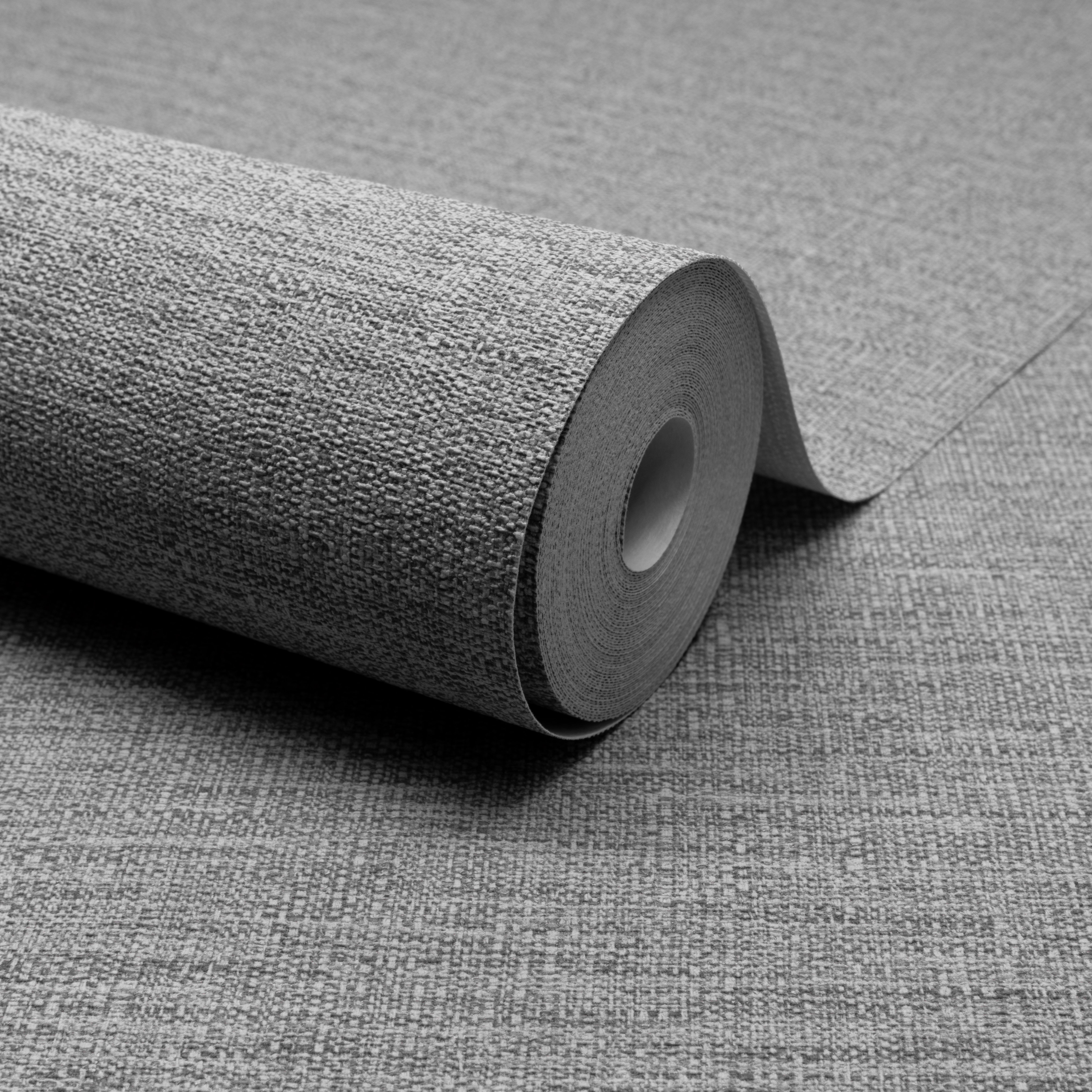 Grandeco Telma Slubbed Fabric Hessian Textured Wallpaper - Grey
