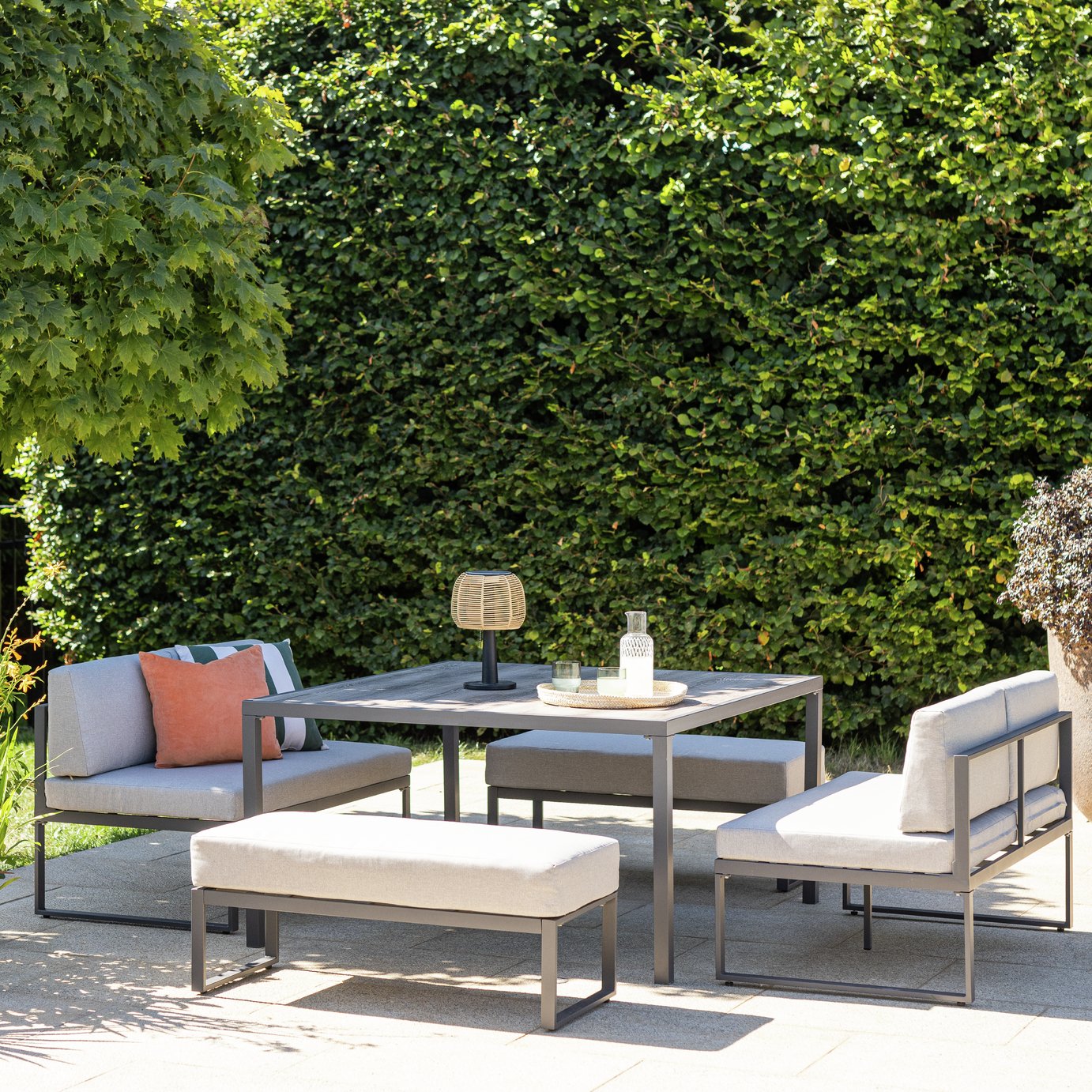 Argos Home Colmar 8 Seater Space Saving Metal Patio Set-Grey