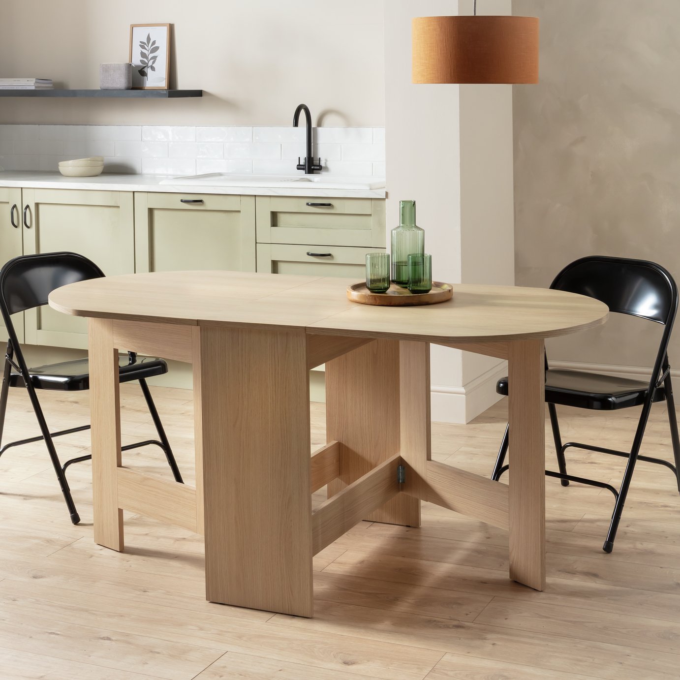 Argos Home Folding 4 - 6 Seater Table - Light Oak Effect