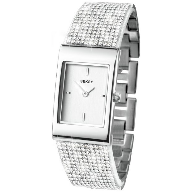 Buy Seksy Ladies Silver Stone Set Stainless Steel Bracelet Watch