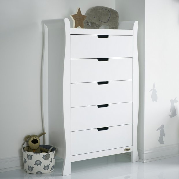 Buy Obaby Stamford Sleigh Tall Chest Of Drawers White Nursery