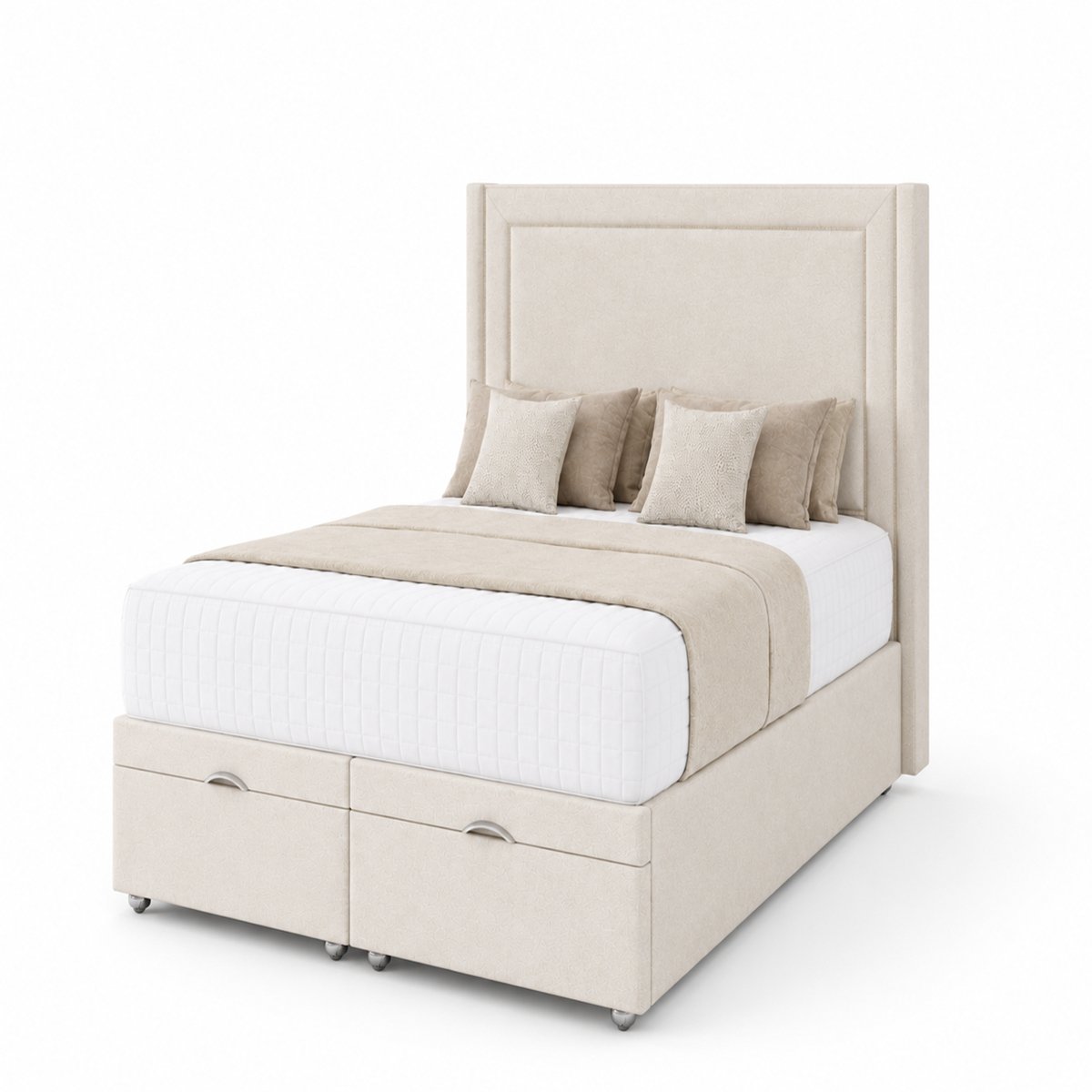 Comfy Deluxe Rio 5ft King Size End Lift Ottoman Bed Set - Cream