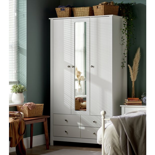 Buy Argos Home Osaka 3 Door 4 Drawer Mirror Wardrobe White