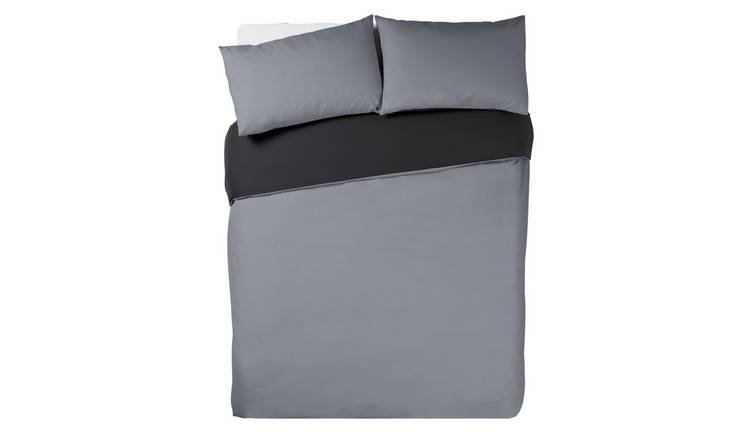 Habitat Easycare Two Tone Grey & Black Bedding Set - King
