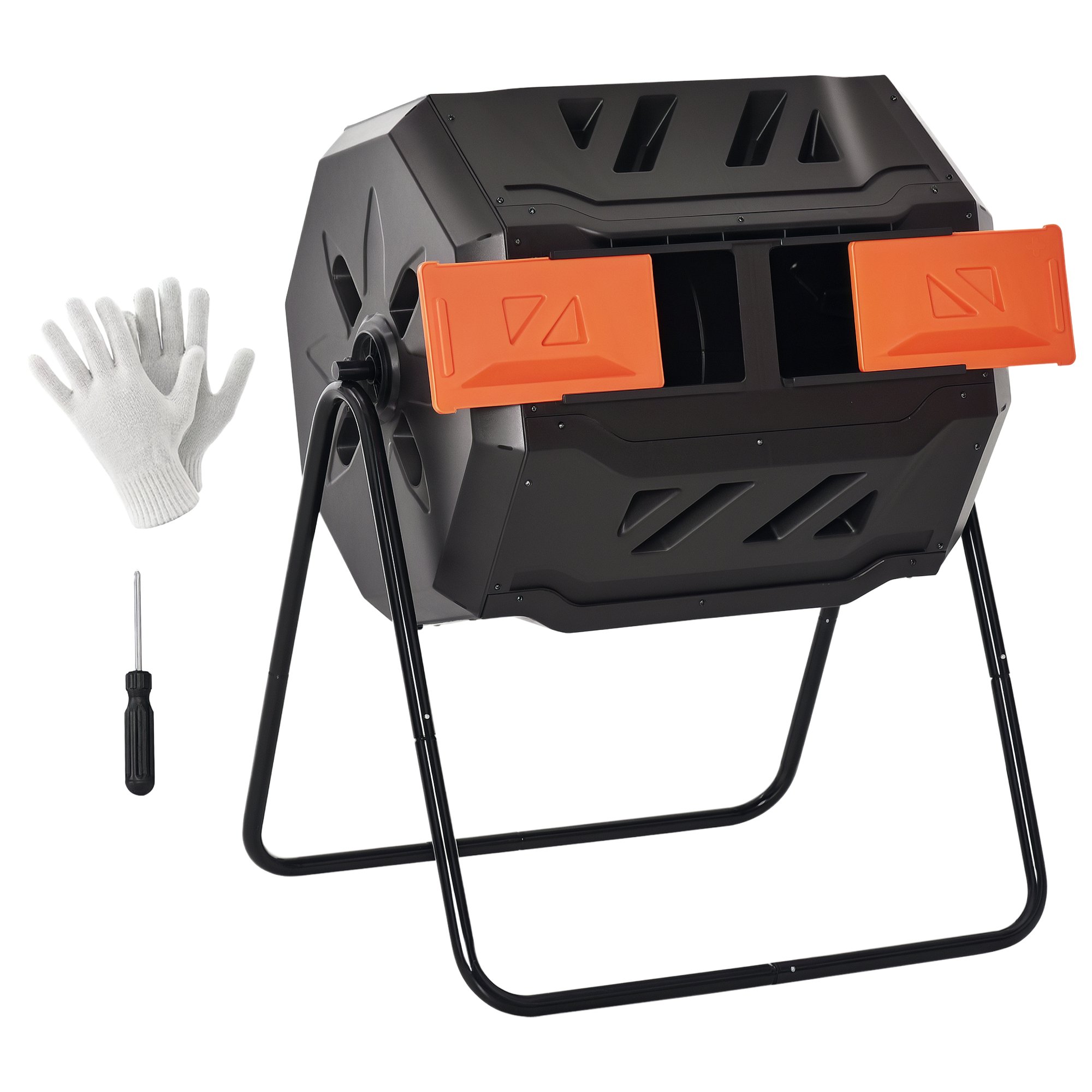 Outsunny 160L 360° Rotating Tumbling Composter Bin - Orange