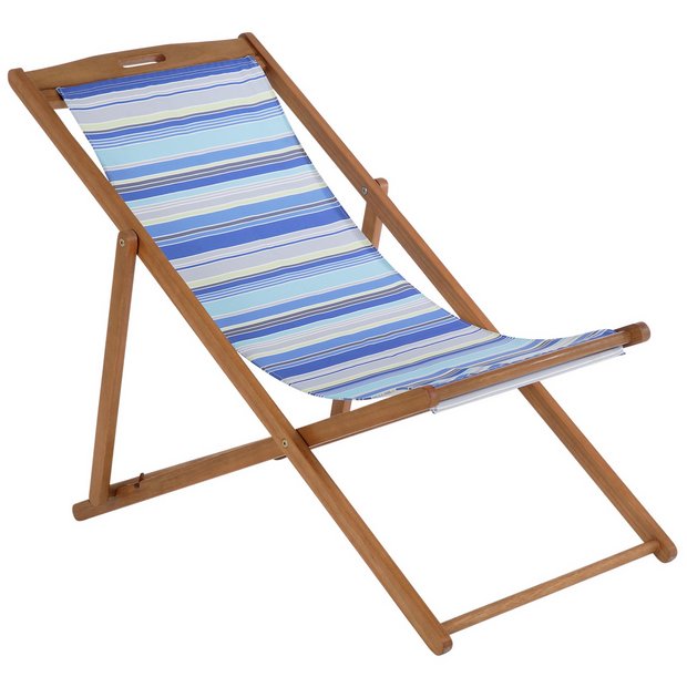 Buy Deck Chair - Blue Striped | Garden chairs and sun loungers | Argos
