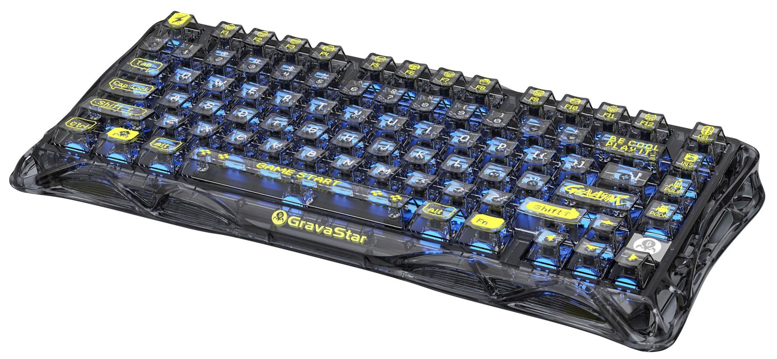 GravaStar Mercury K1 Lite Wired & Wireless Gaming Keyboard - Transparent Black