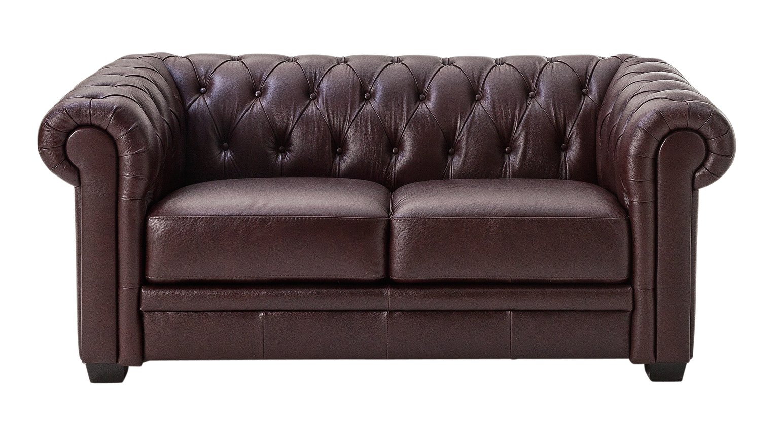 Habitat Chesterfield Leather 2 Seater Sofa - Chocolate