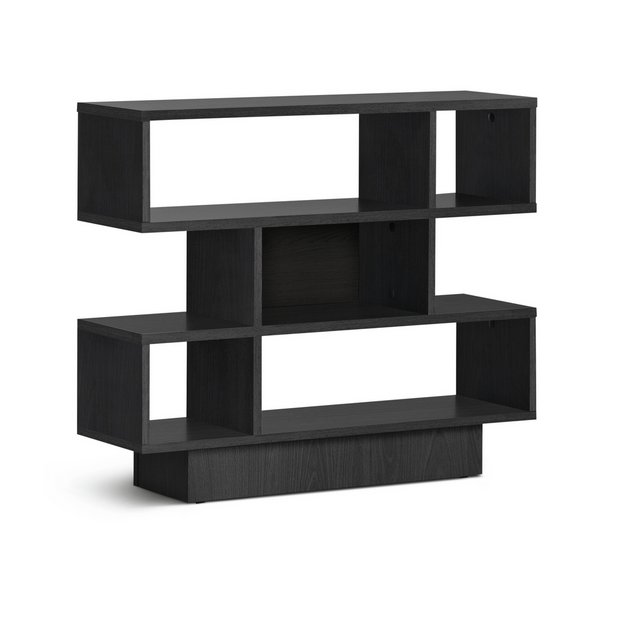 Black shelving unit on sale with doors