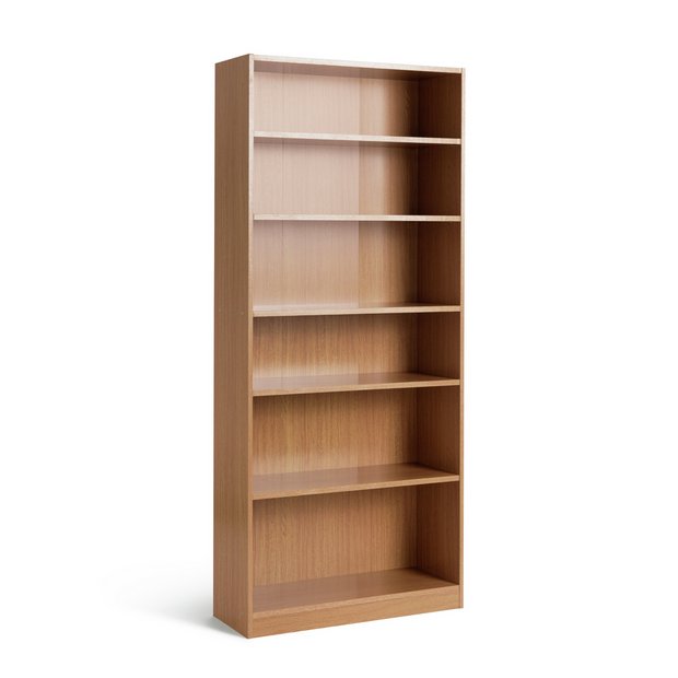 Essentialz Maine Tall and Wide Extra Deep Bookcase Beech Effect with Microfibre HSB Cleaning Glove 
