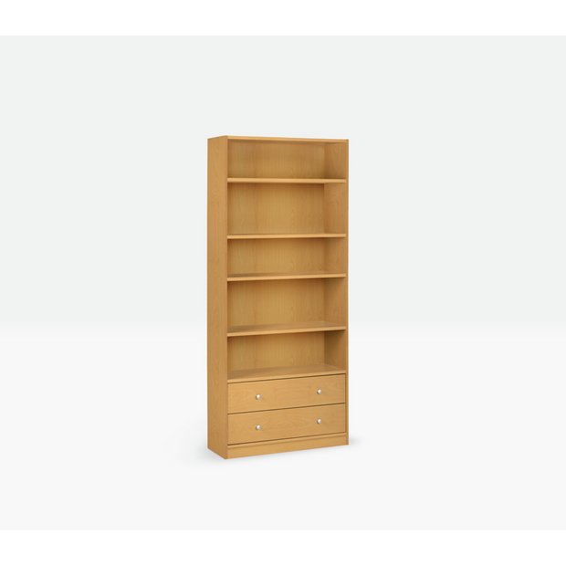 Buy Argos Home Maine 4 Shelf 2 Drw Bookcase Beech Effect