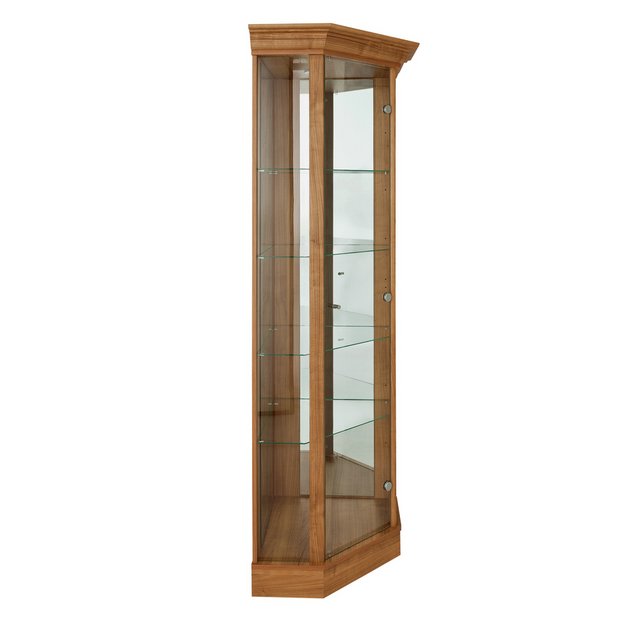 buy argos home glass corner display cabinet -light oak effect