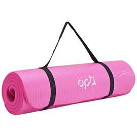 Opti 12mm NBR Yoga Exercise Mat with Carry Strap - Pink