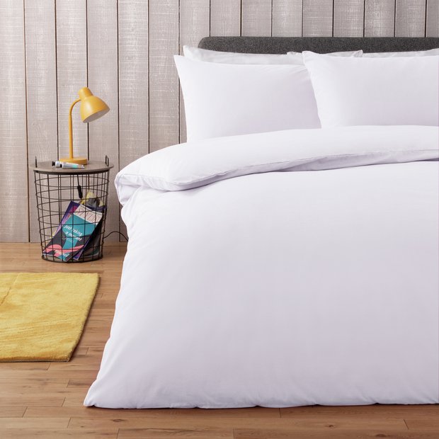 Buy Habitat Easycare Plain White Bedding Set - Double | Duvet cover sets | Argos