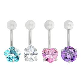 State of Mine Stainless Steel CZ Shapes Belly Bar - Set of 4