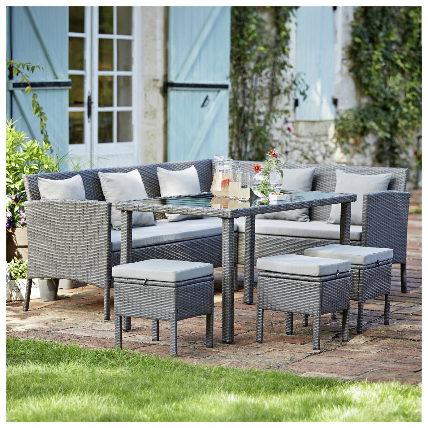 Argos Home 8 Seater Rattan Effect Garden Corner Sofa Set