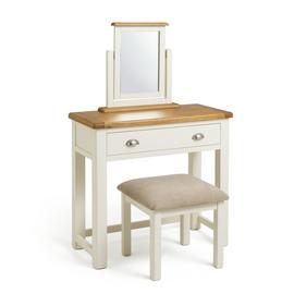Habitat Kent Dressing Table, Stool Mirror - Cream/Oak