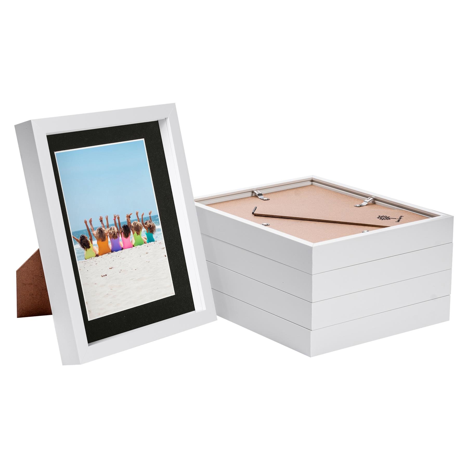 Nicola Spring 8 x 10" 3D Photo Box Frames with 5 x 7" Black Mount (5x) - White