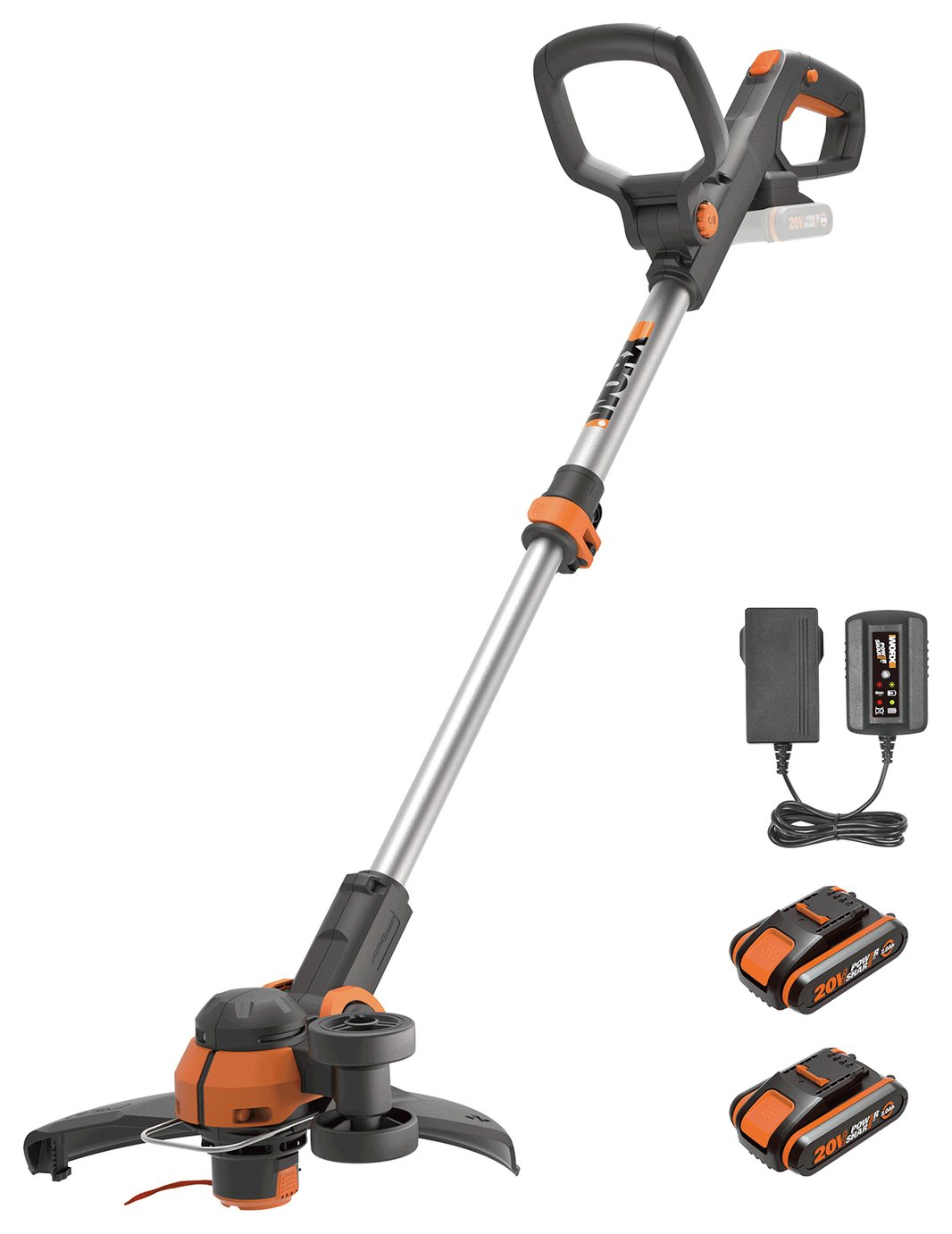 Worx 30cm Cordless Grass Trimmer with 2 Batteries - 20V