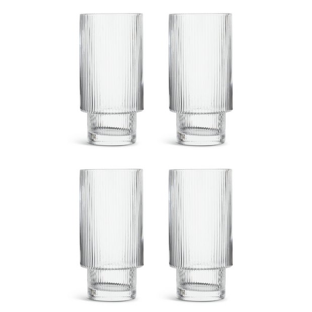 Buy Habitat Ribbed Set of 4 Hi Ball Glasses | Drinking glasses and glassware | Argos