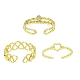 State of Mine 9ct Gold Plated Toe Rings - Set of 3