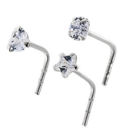 State of Mine Silver Crystal Claw Nose Studs - Set of 3