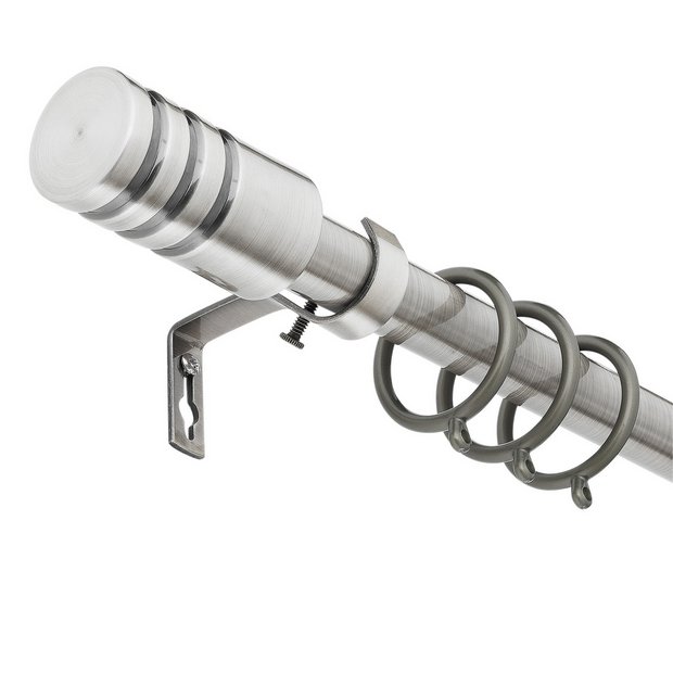 Buy Argos Home Ext Metal Grooved Curtain Pole Stainless Steel