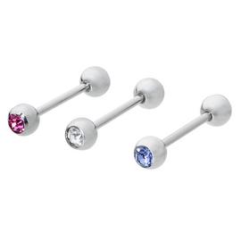 State of Mine Stainless Steel CZ Tongue Bars - Set of 3