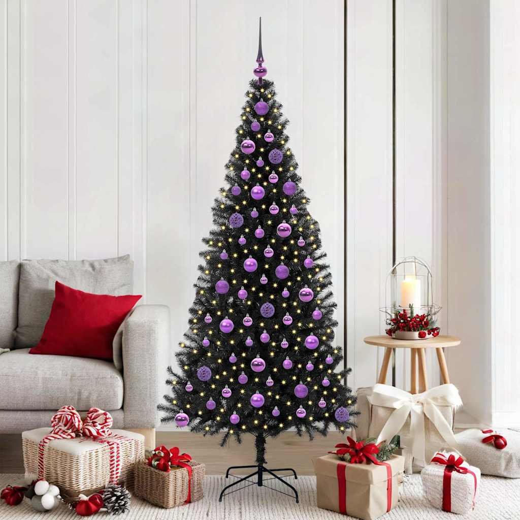 Walplus 300 LED Bulbs Artificial Christmas Tree - Black - 180 cm