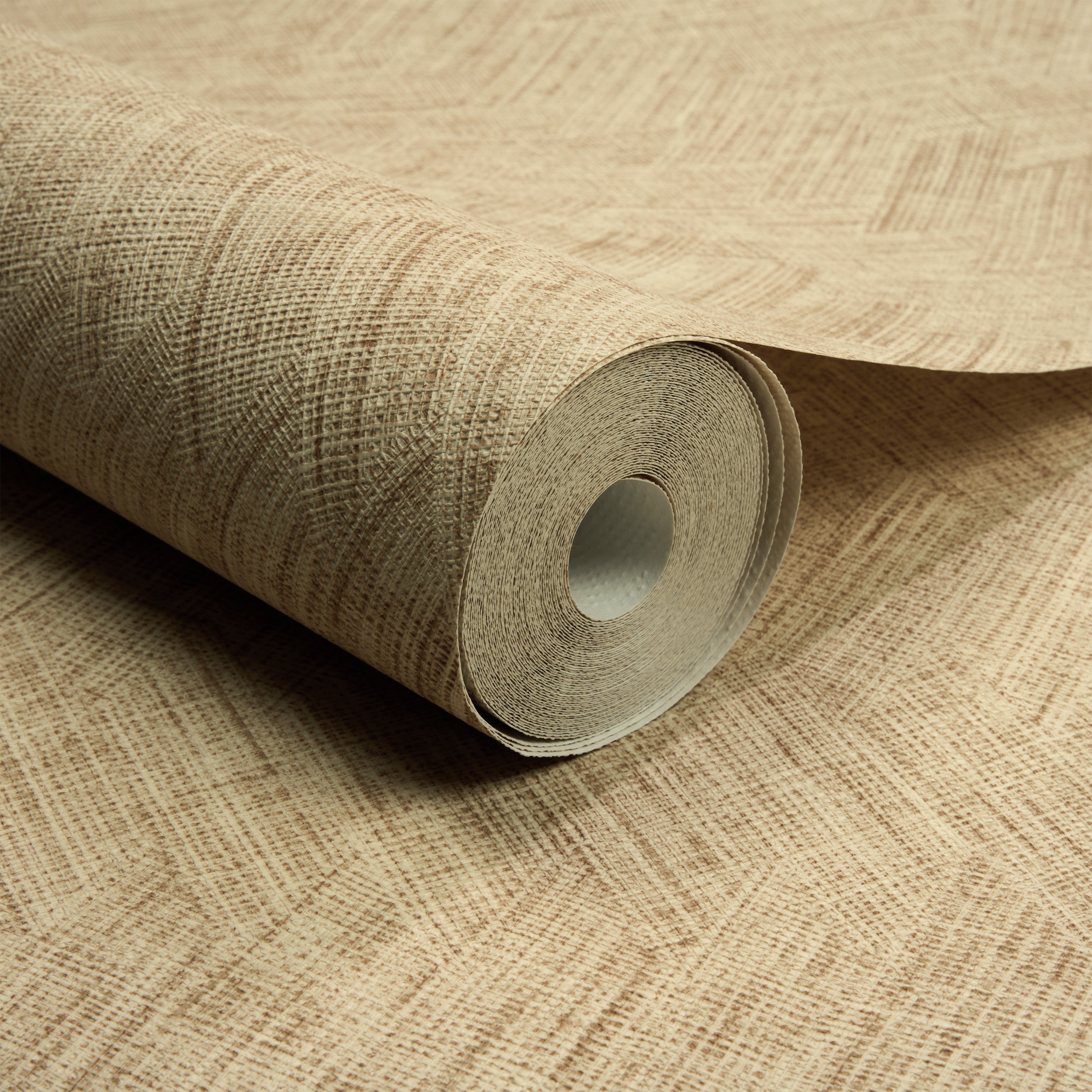 Grandeco Yuno Geometric Fabric Diamond Weave Textured Wallpaper - Light Tan