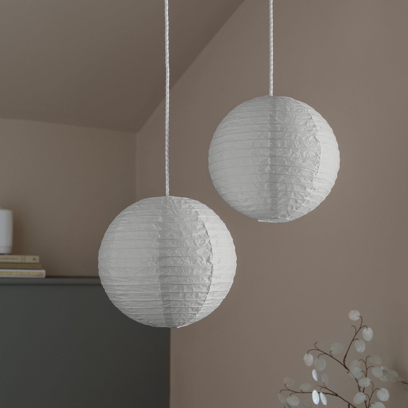 Home Essentials Pack of 2 Paper Circular Lampshade 