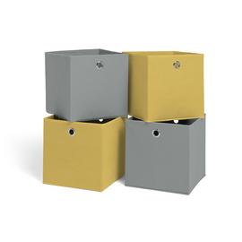 Habitat Set of 4 Squares Plus Boxes - Soft Grey & Yellow