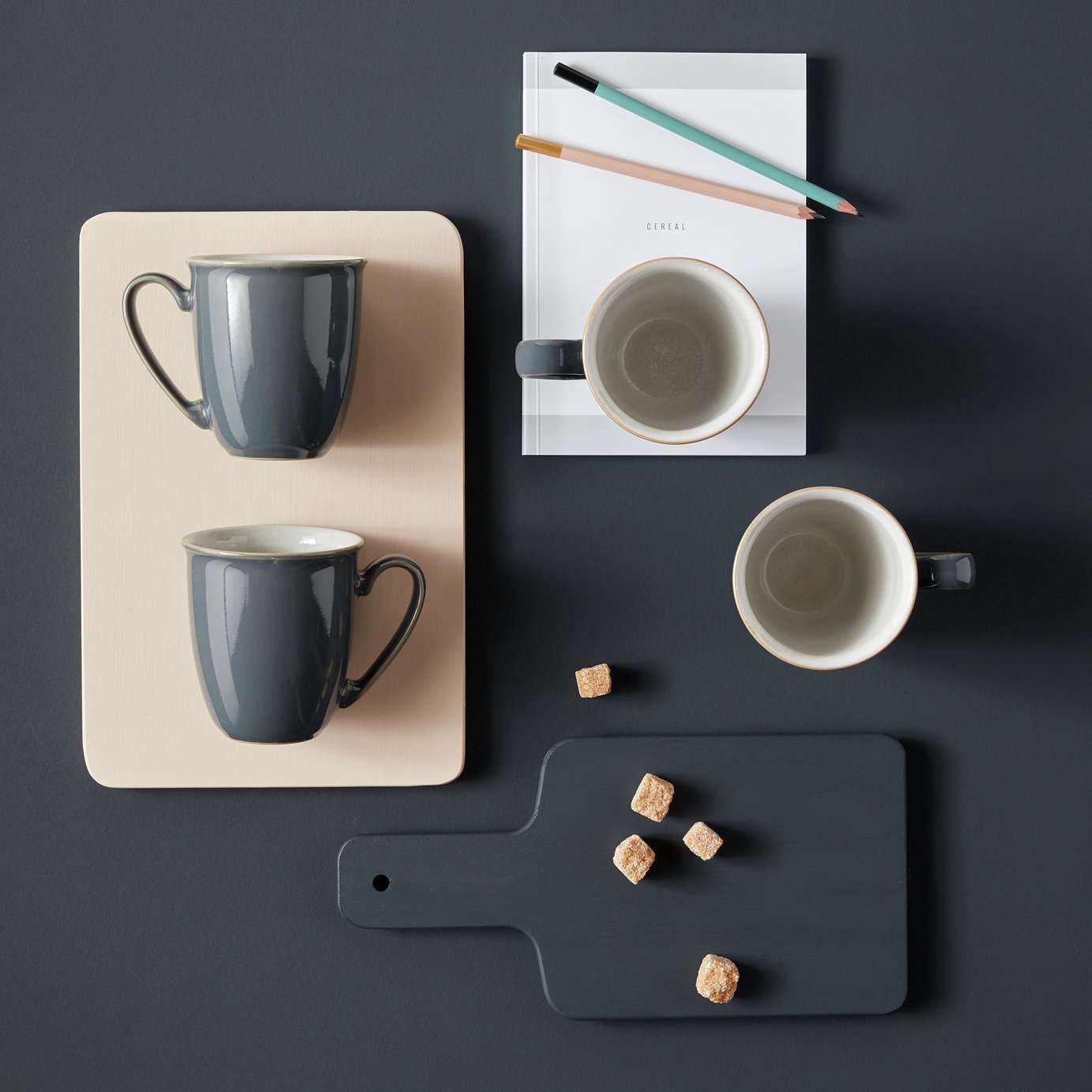 Denby Elements Set of 4 Stoneware Mugs - Fossil Grey