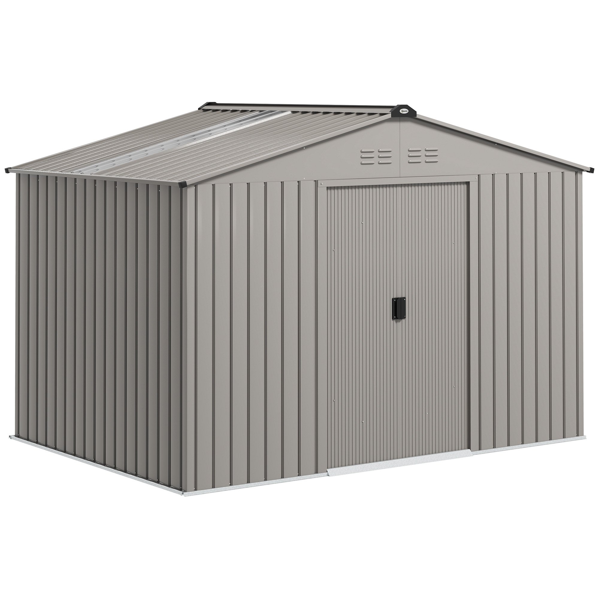 Outsunny Lockable Garden Shed with Apex Roof - Aluminium Grey