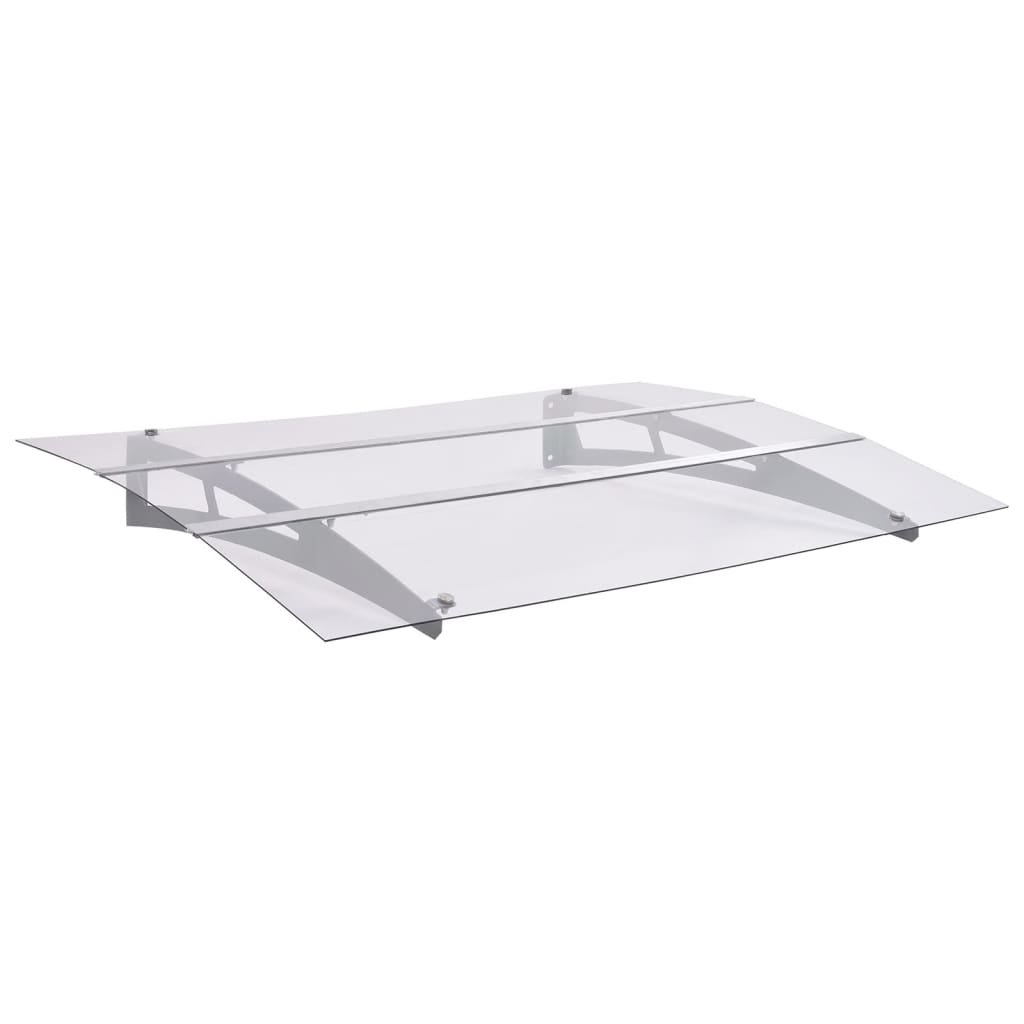 Walplus Aluminium Door Canopy - Silver and Transparent - 150 x 90 cm